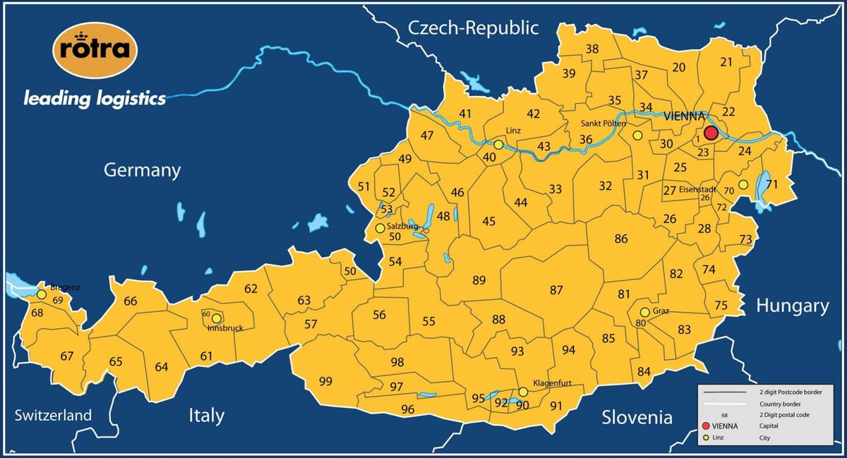 ramani ya austria postcode