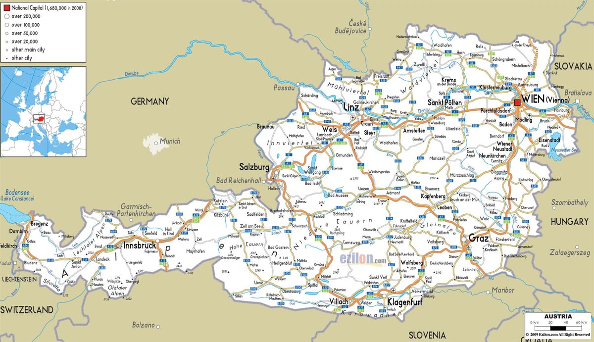 ramani ya njia austria