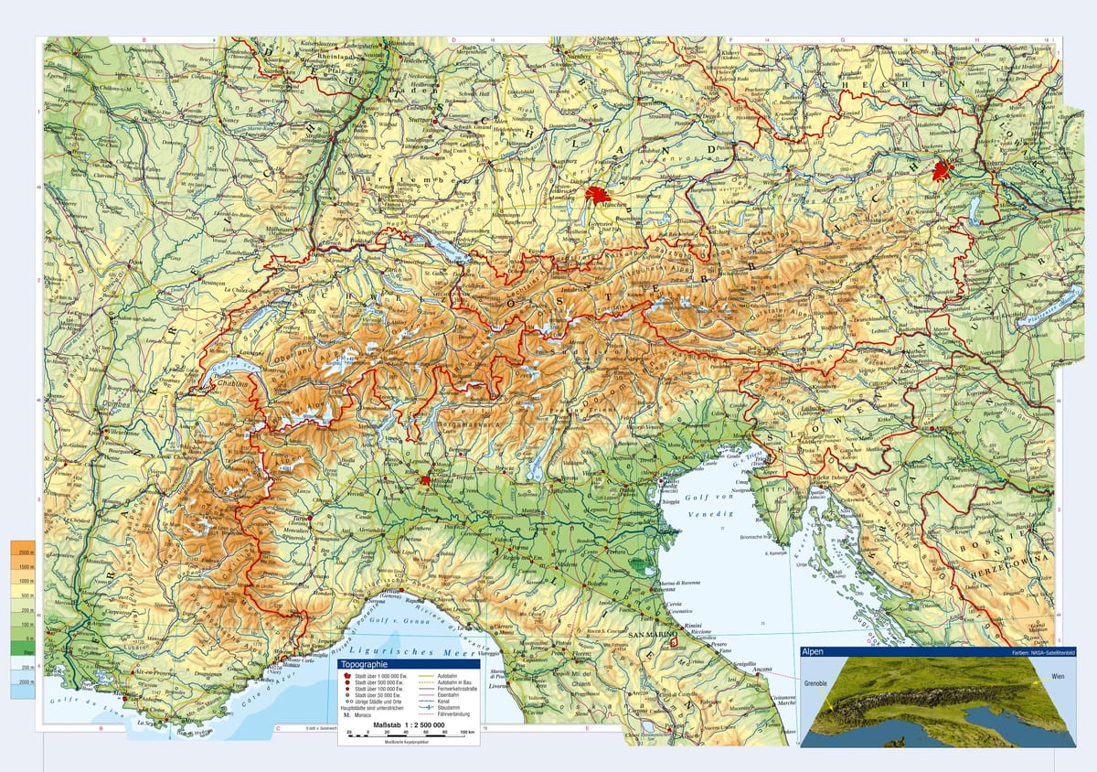 ramani ya austria topographic
