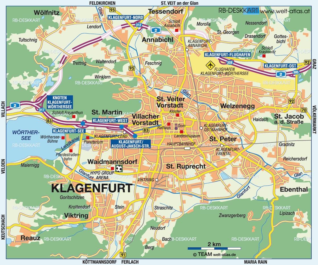 ramani ya klagenfurt, austria