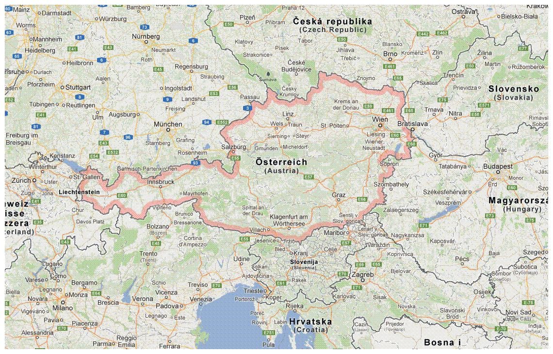 ramani ya austria na nchi jirani