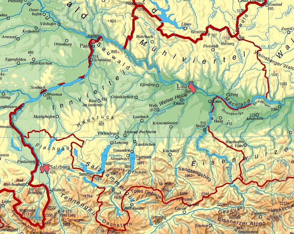 ramani ya upper austria